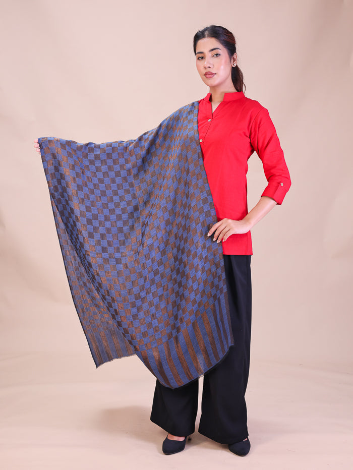 Women's Jamawar Pure Wool Stole With Zari Work