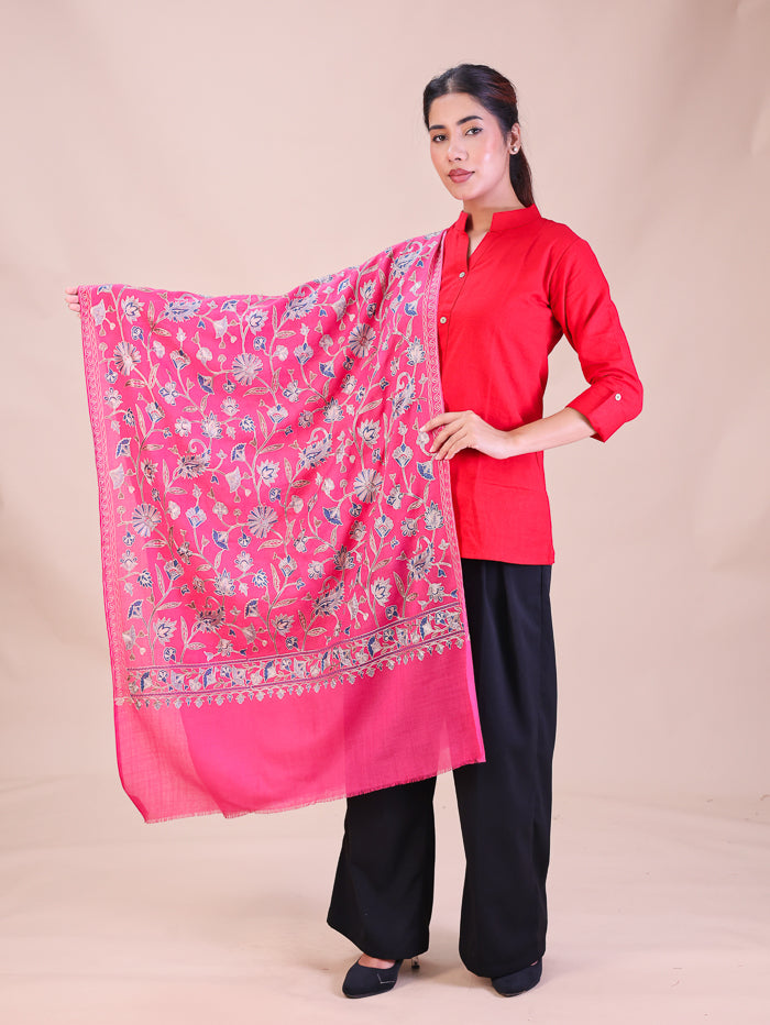 Women's Aari Embroidered Wool Stole