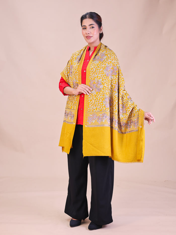 Women's Aari Embroidered Wool Stole