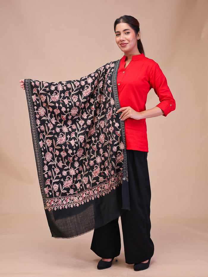 Women's Aari Embroidered Wool Stole