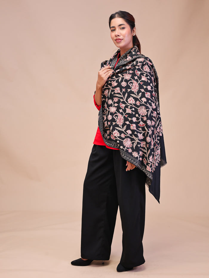 Women's Aari Embroidered Wool Stole