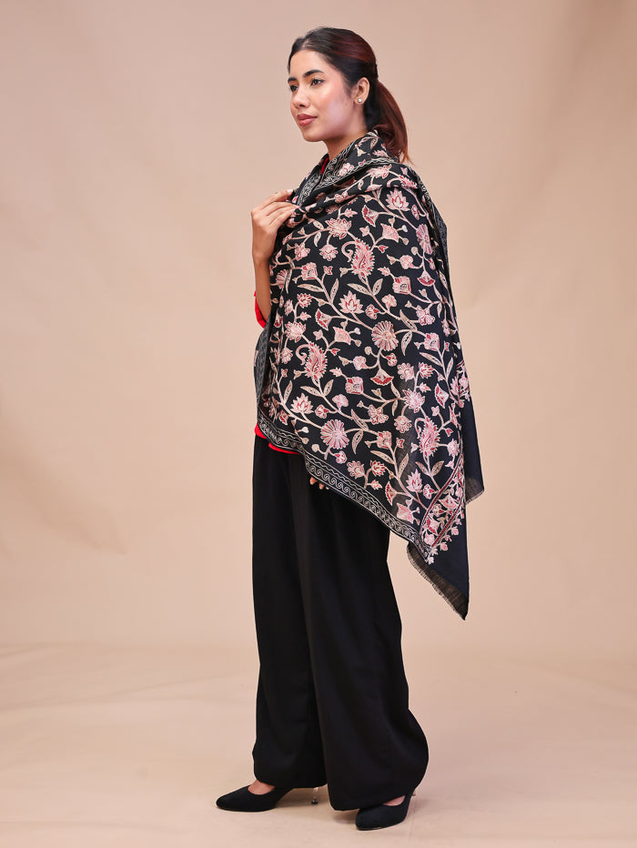 Women's Aari Embroidered Wool Stole