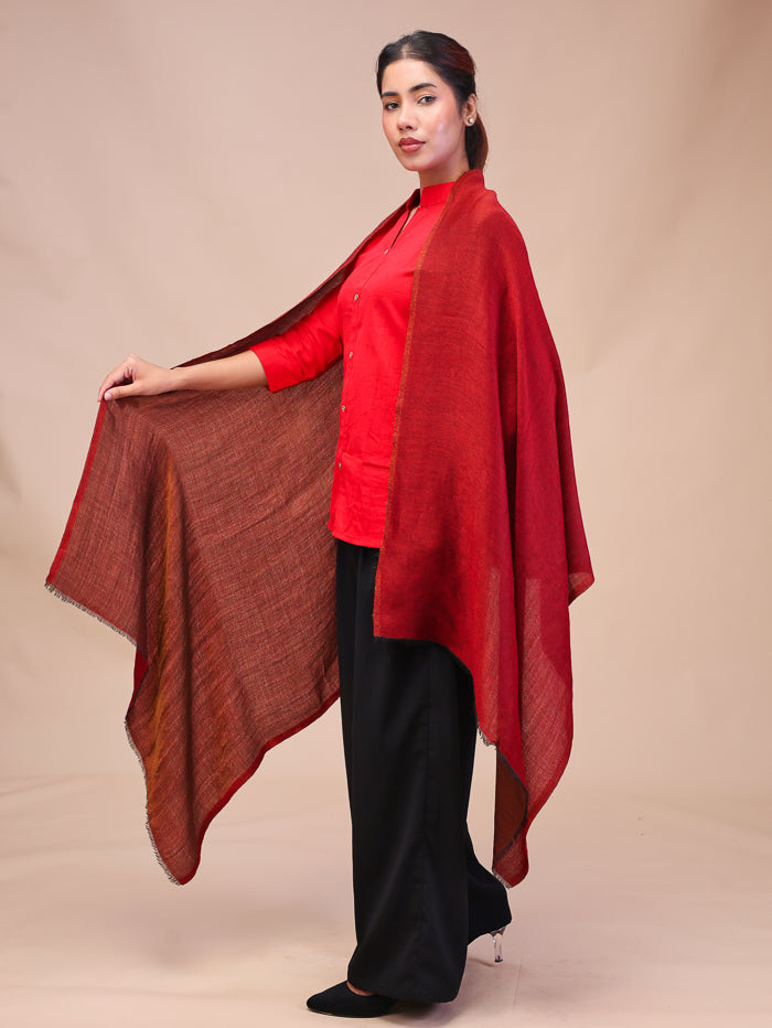 Women's Reversible Pure Wool Stole With Zari Work