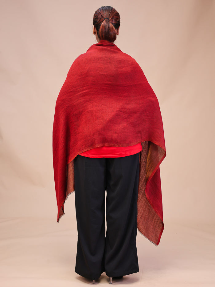 Women's Reversible Pure Wool Stole With Zari Work