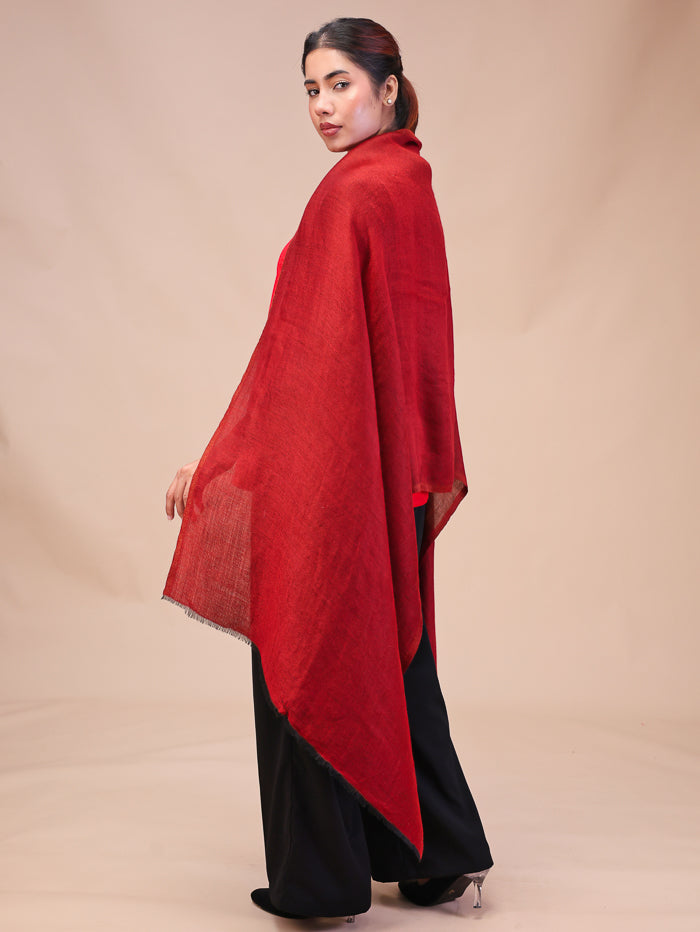 Women's Reversible Pure Wool Stole With Zari Work
