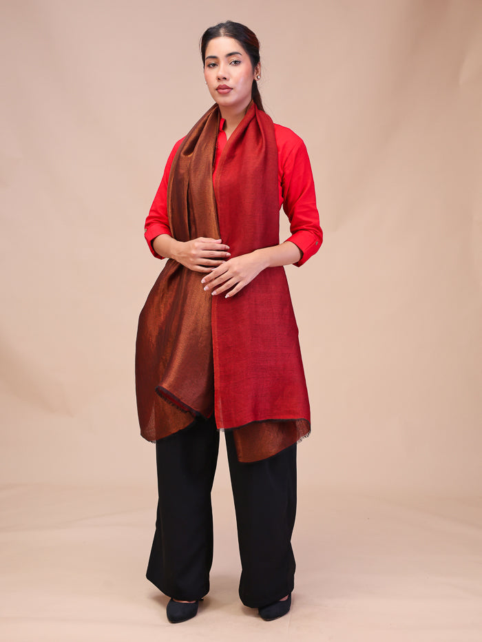 Women's Reversible Pure Wool Stole With Zari Work