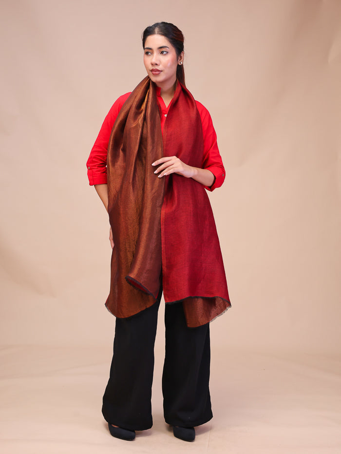 Women's Reversible Pure Wool Stole With Zari Work
