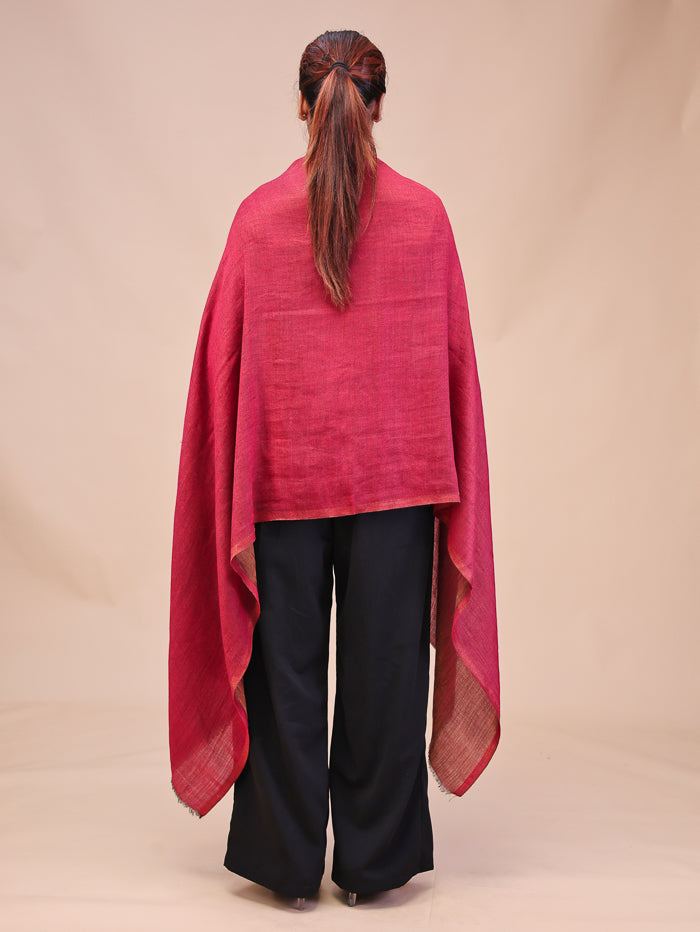 Women's Reversible Pure Wool Stole With Zari Work