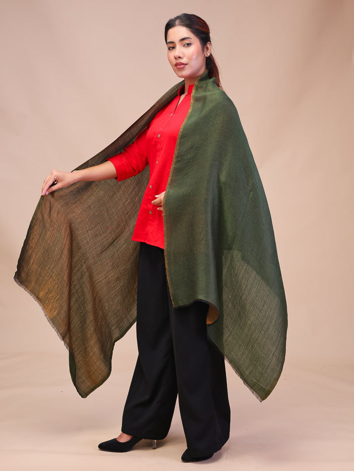 Women's Reversible Pure Wool Stole With Zari Work