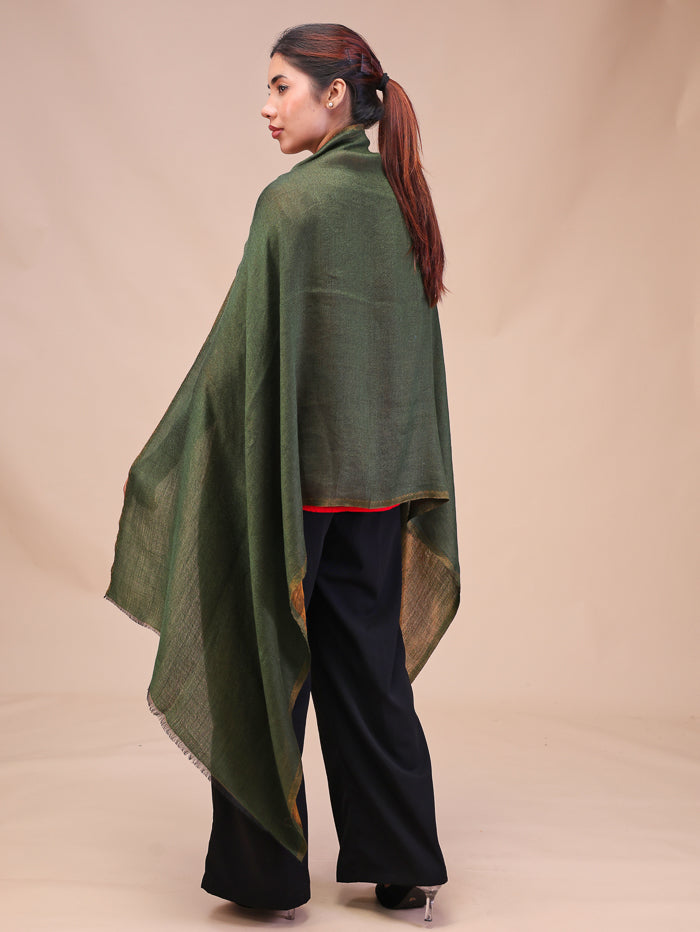 Women's Reversible Pure Wool Stole With Zari Work