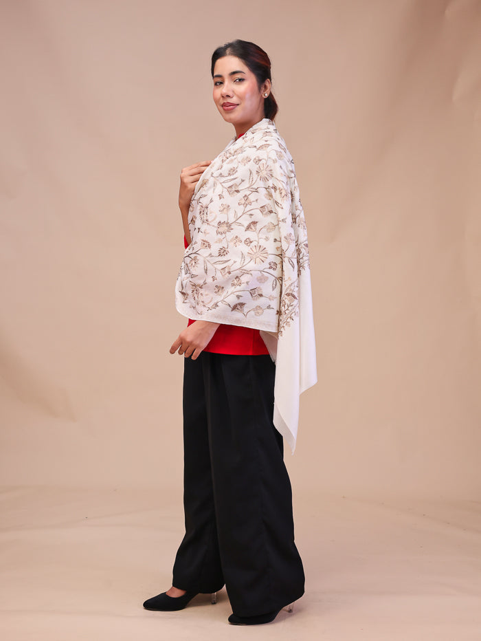 Women's Aari Embroidered Wool Stole