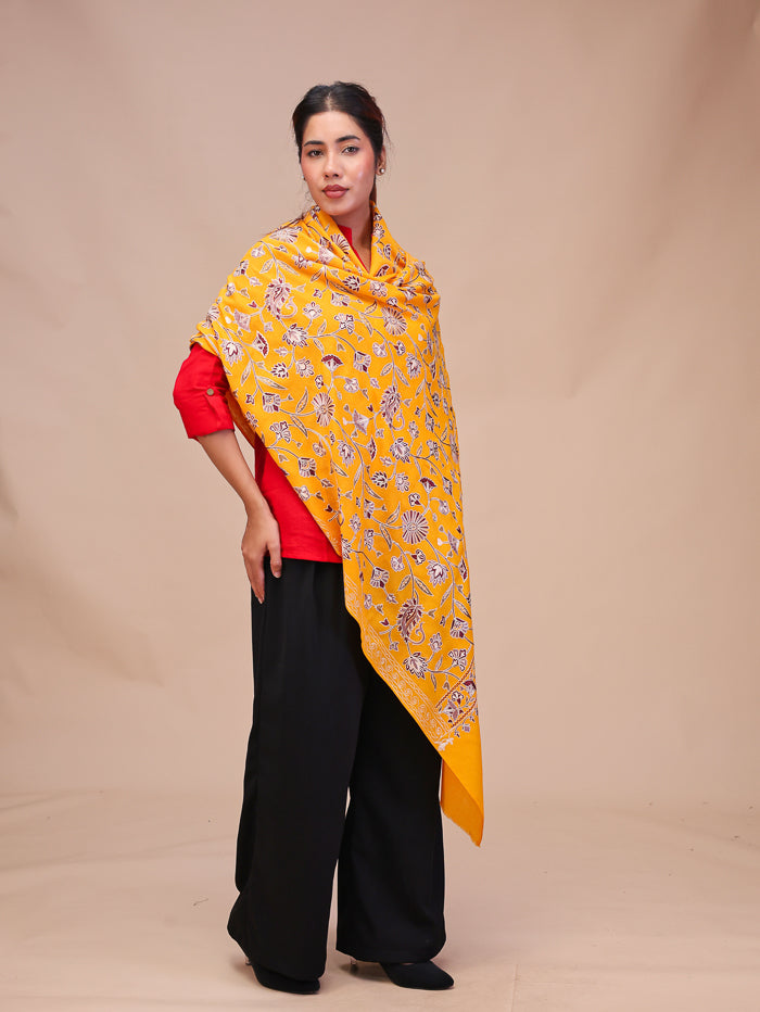 Women's Aari Embroidered Wool Stole