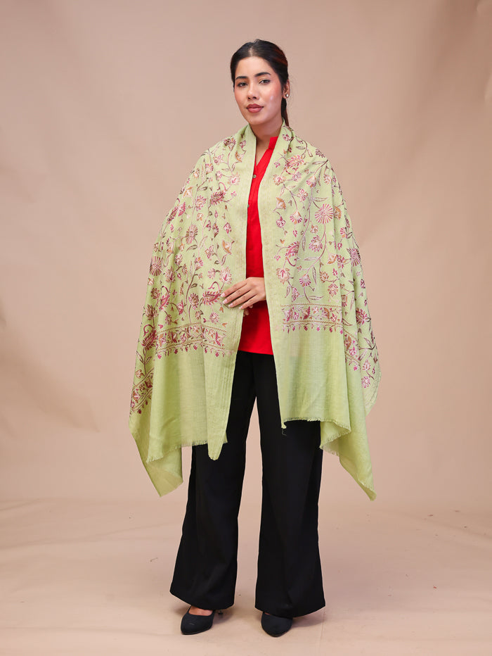 Women's Aari Embroidered Wool Stole