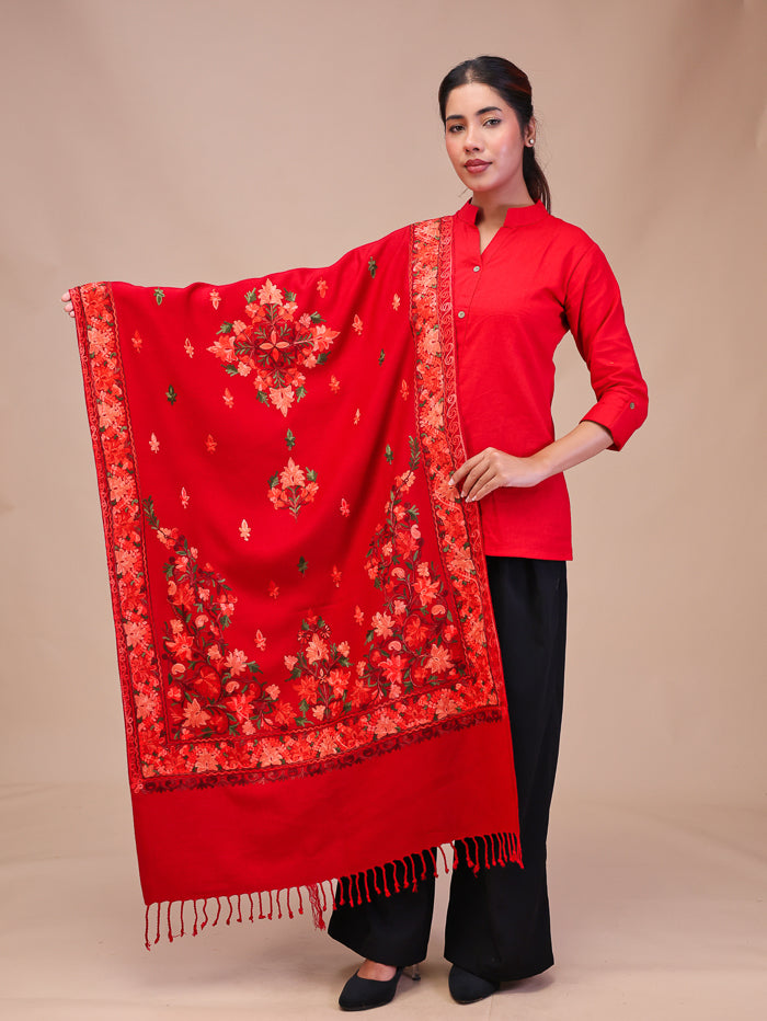 Women's Aari Embroidered Wool Stole