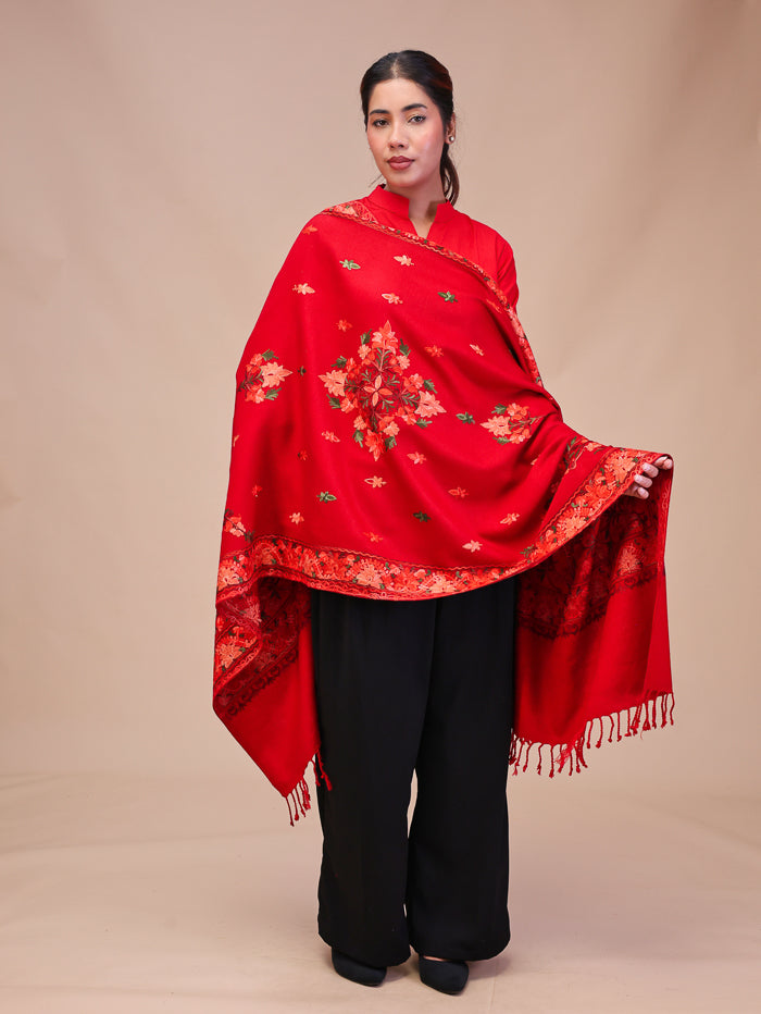 Women's Aari Embroidered Wool Stole