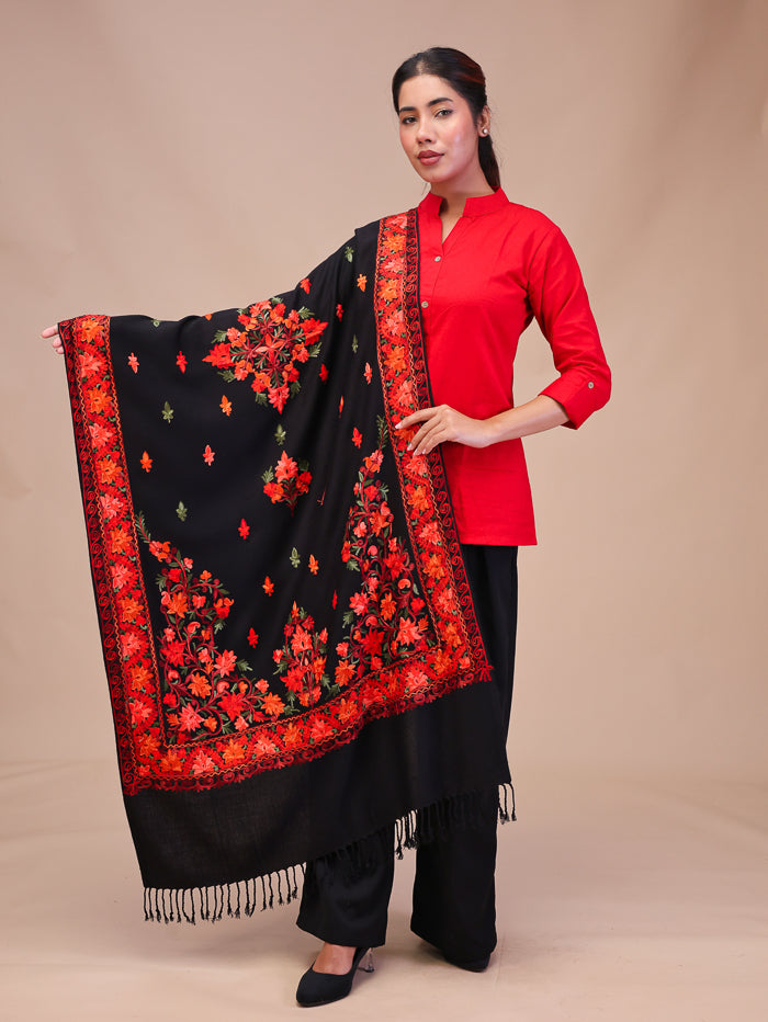 Women's Aari Embroidered Wool Stole