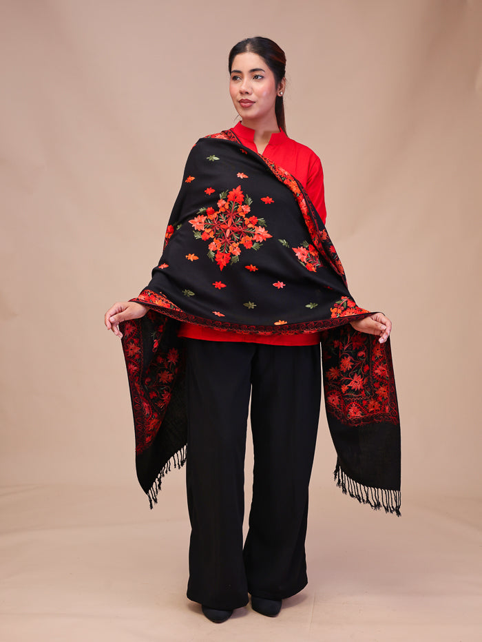 Women's Aari Embroidered Wool Stole