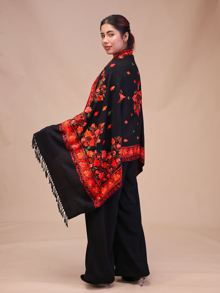 Women's Aari Embroidered Wool Stole