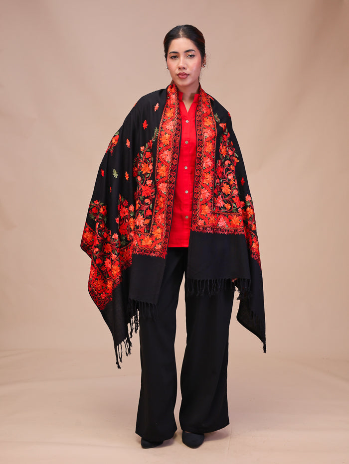 Women's Aari Embroidered Wool Stole