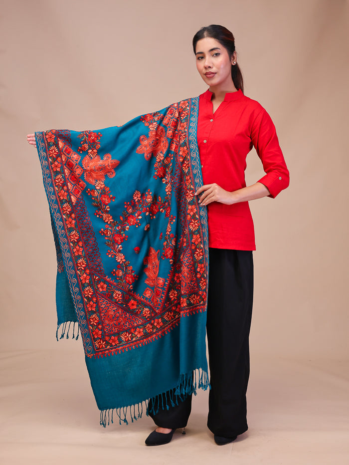 Women's Aari Embroidered Wool Stole