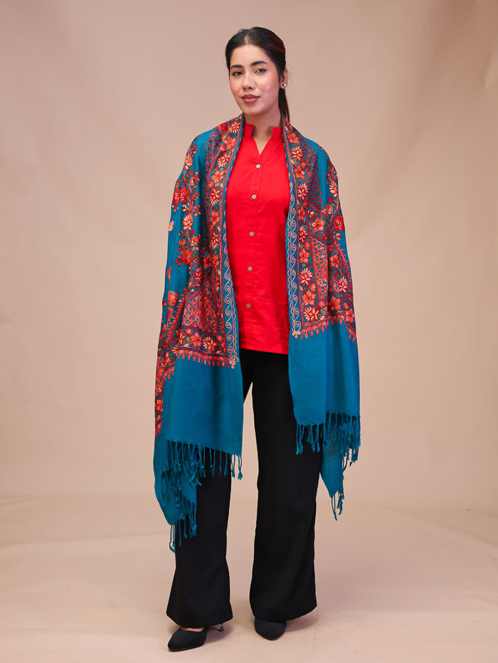 Women's Aari Embroidered Wool Stole