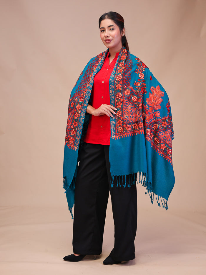 Women's Aari Embroidered Wool Stole