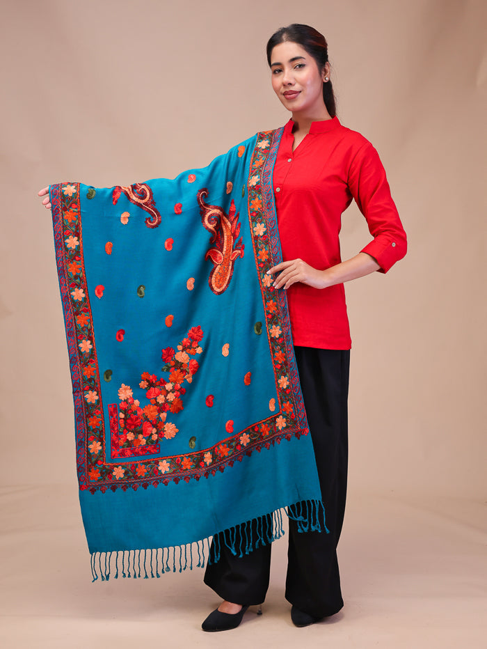 Women's Aari Embroidered Wool Stole