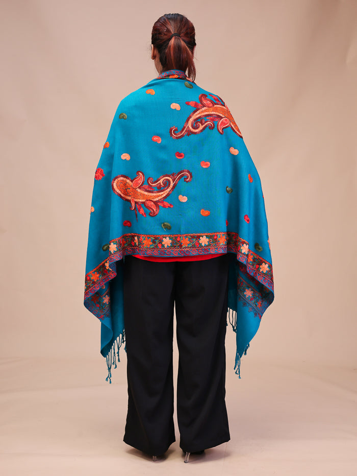 Women's Aari Embroidered Wool Stole