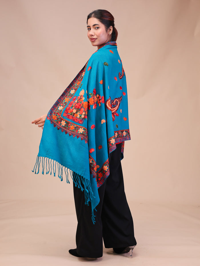 Women's Aari Embroidered Wool Stole