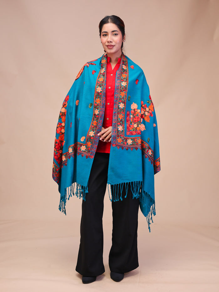 Women's Aari Embroidered Wool Stole