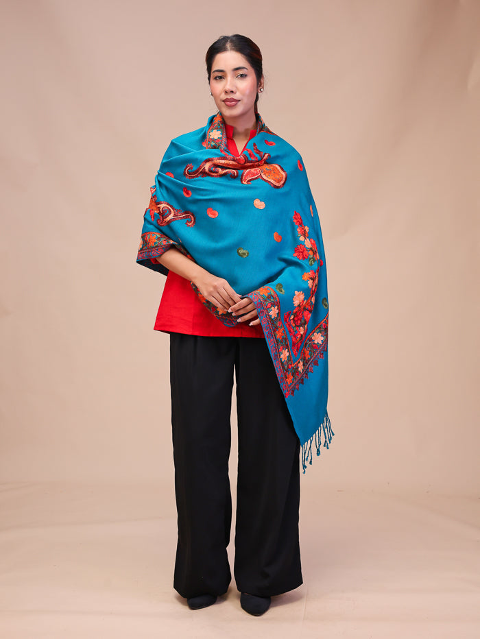 Women's Aari Embroidered Wool Stole