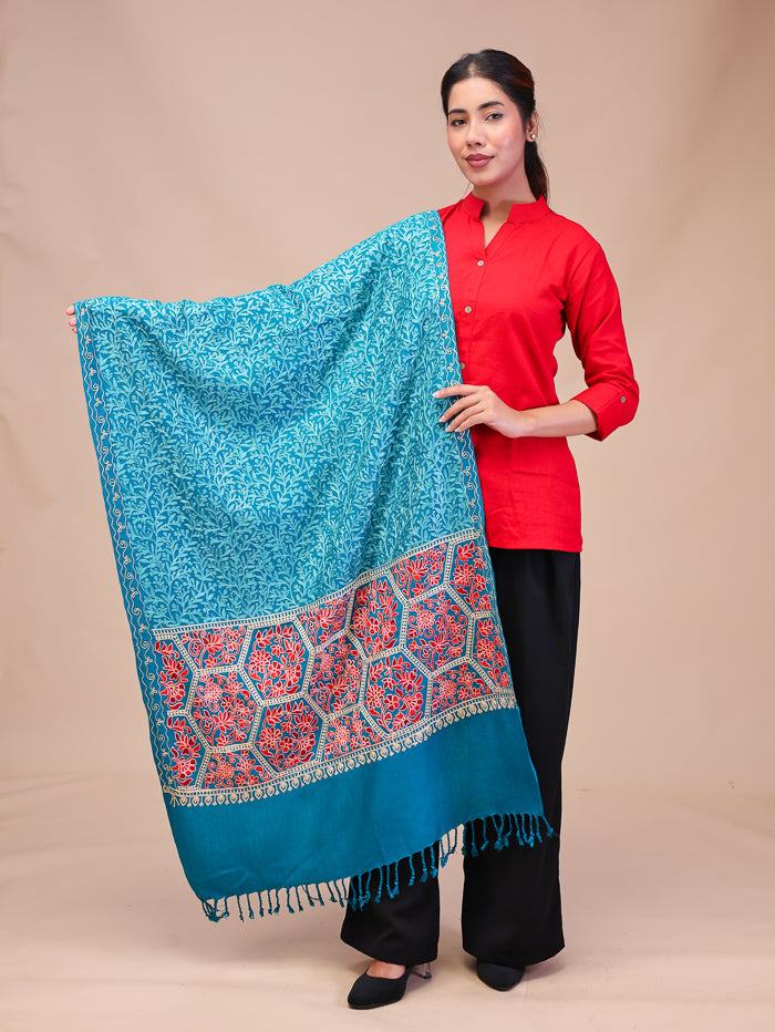 Women's Aari Embroidered Wool Stole