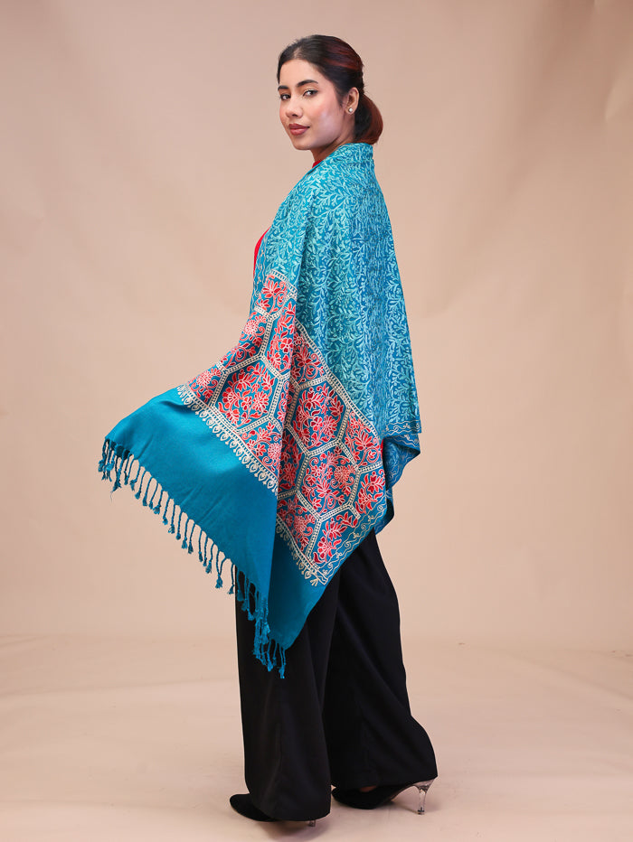 Women's Aari Embroidered Wool Stole