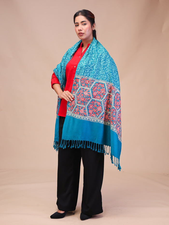 Women's Aari Embroidered Wool Stole