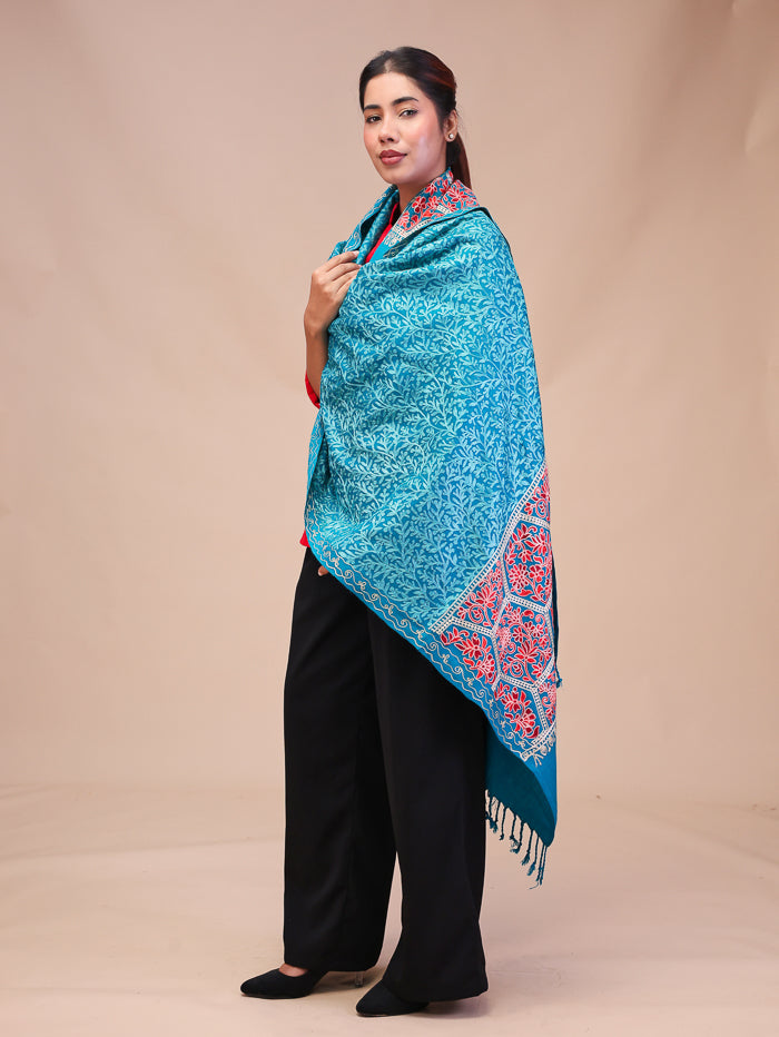Women's Aari Embroidered Wool Stole