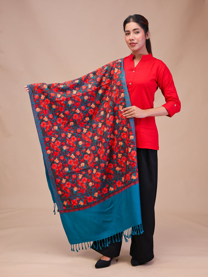 Women's Aari Embroidered Wool Stole