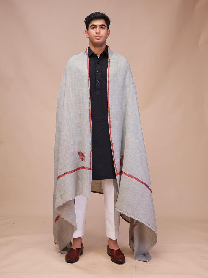 Men's Kashmiri Hand Embroidered Wool Shawl