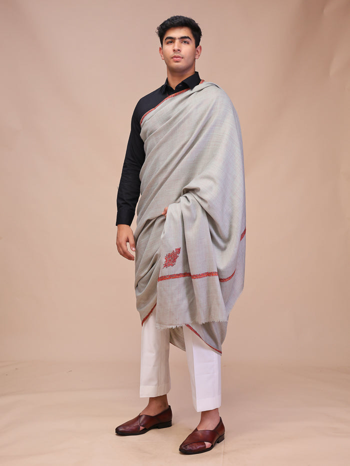 Men's Kashmiri Hand Embroidered Wool Shawl