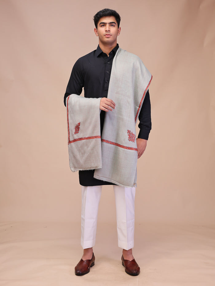 Men's Kashmiri Hand Embroidered Wool Shawl