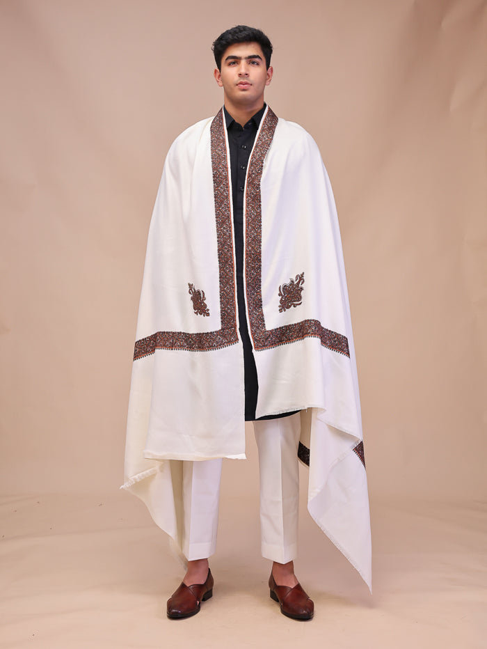 Men's Kashmiri Embroidered Wool Shawl