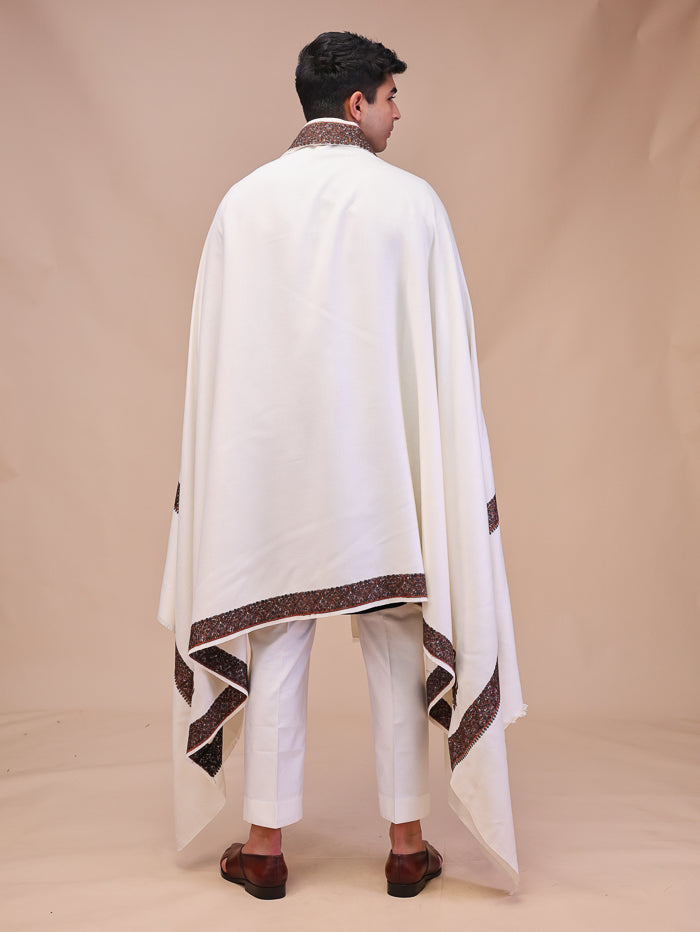 Men's Kashmiri Embroidered Wool Shawl