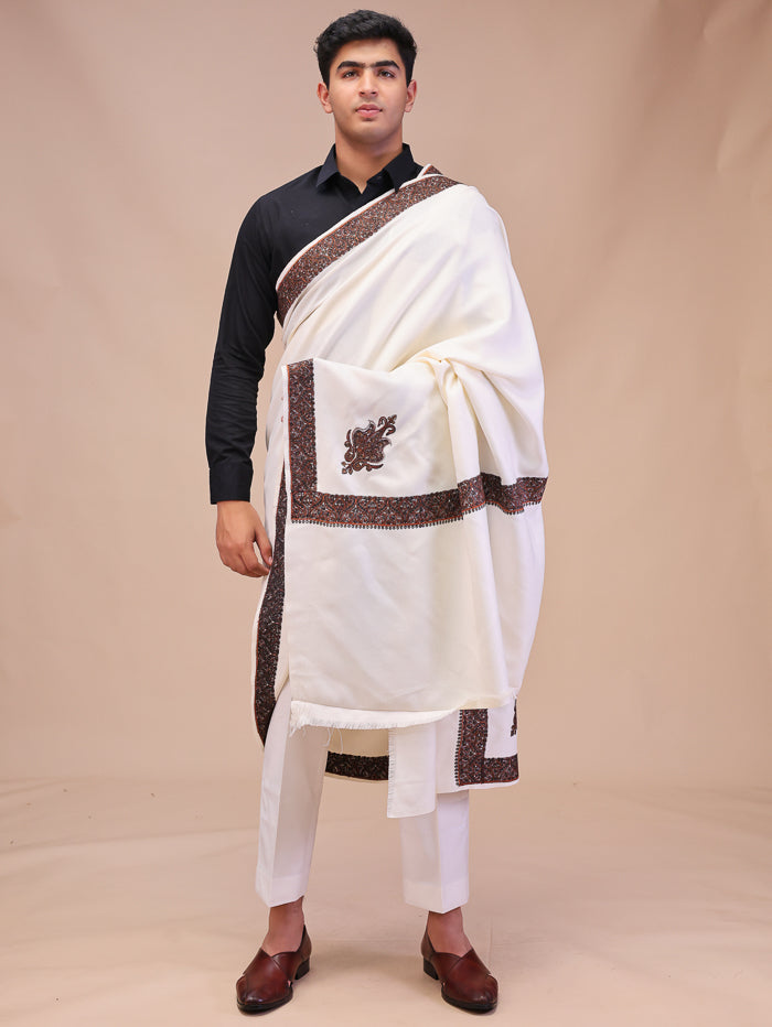 Men's Kashmiri Embroidered Wool Shawl