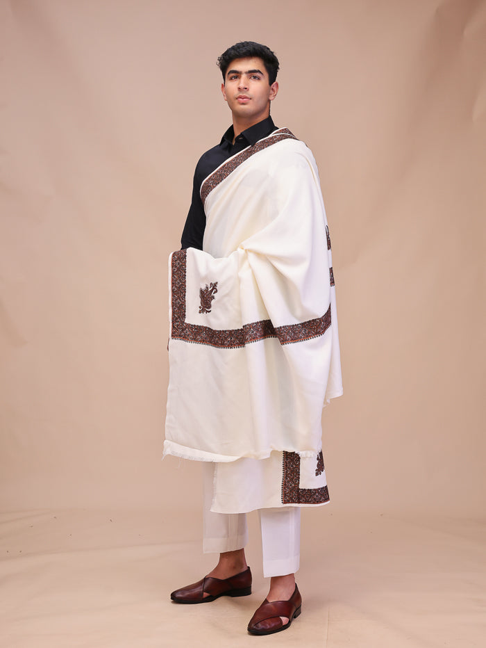 Men's Kashmiri Embroidered Wool Shawl