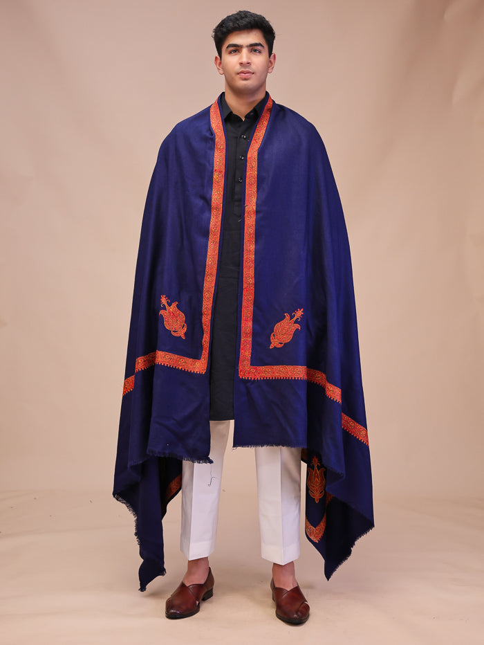 Men's Kashmiri Embroidered Wool Shawl