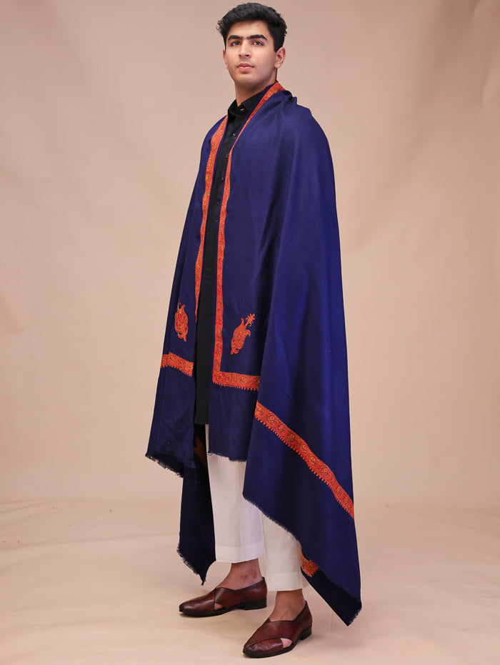 Men's Kashmiri Embroidered Wool Shawl
