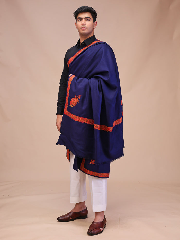 Men's Kashmiri Embroidered Wool Shawl