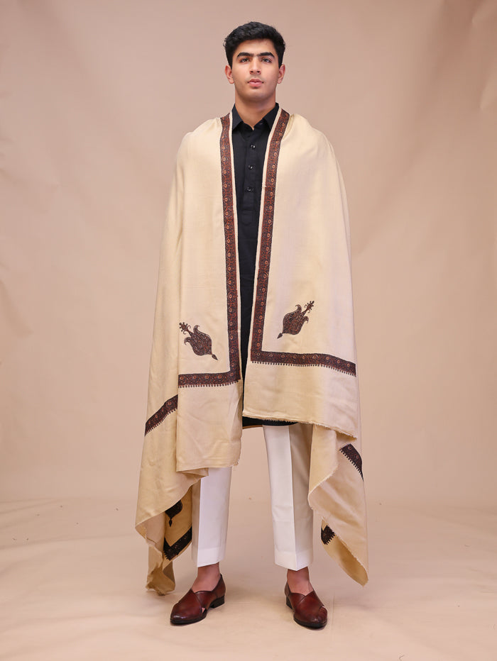 Men's Kashmiri Embroidered Wool Shawl