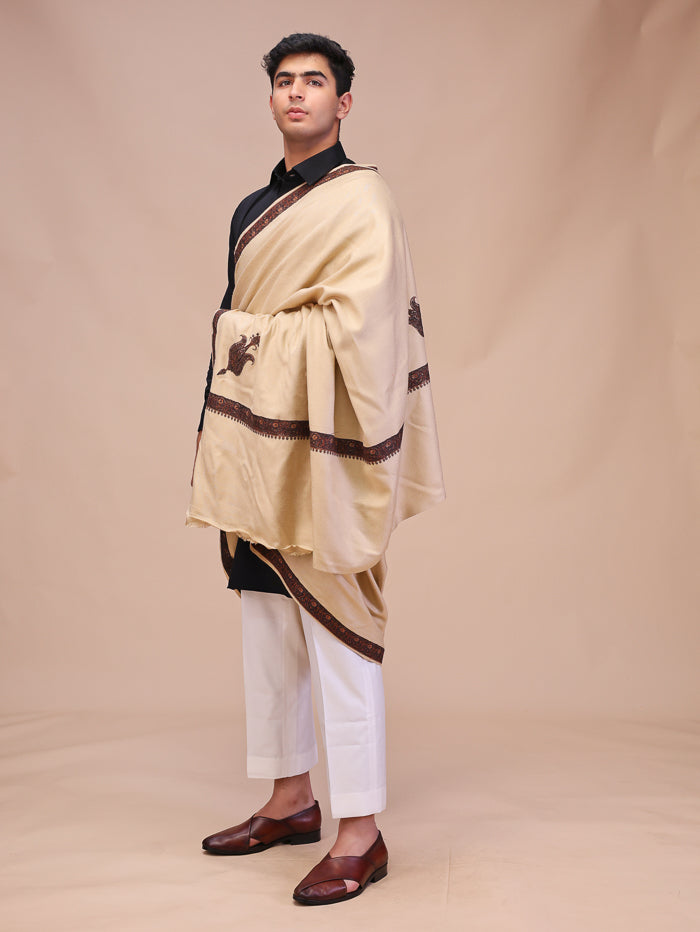 Men's Kashmiri Embroidered Wool Shawl