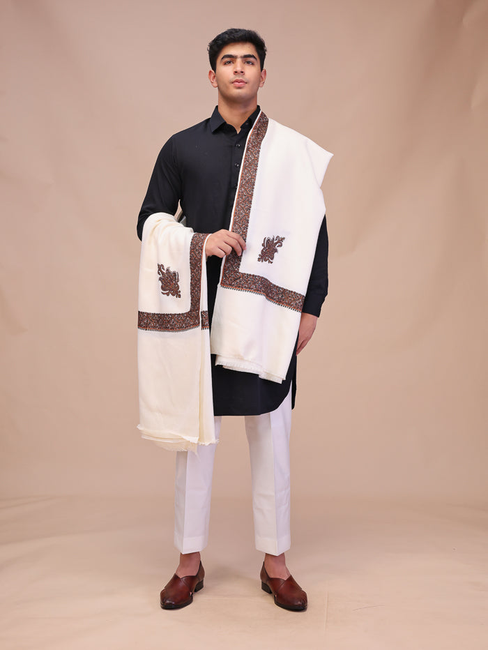 Men's Kashmiri Embroidered Wool Shawl