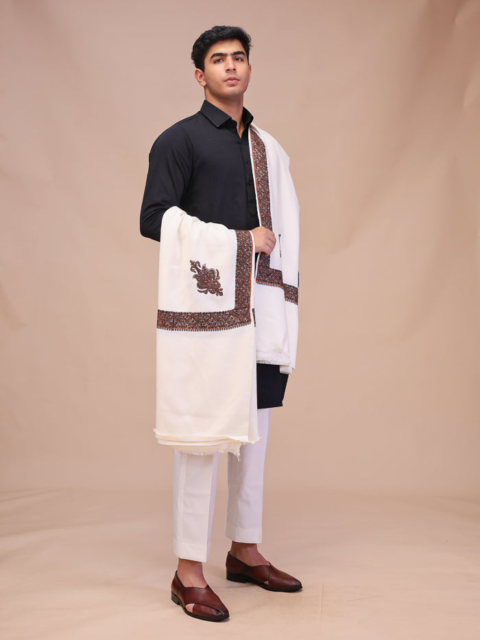 Men's Kashmiri Embroidered Wool Shawl
